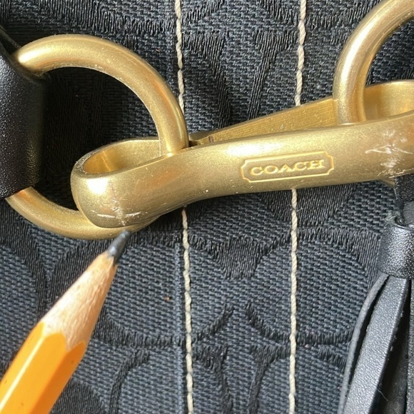 Coach: Black Hampton Signature Satchel Tote Bag- Leather Trim- Gold tone(10509) - Picture 14 of 16